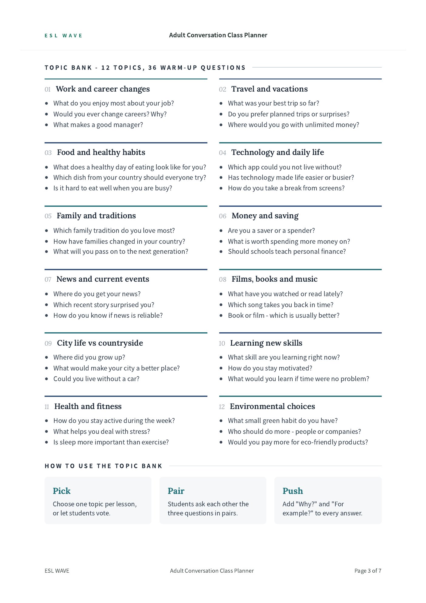 Adult Conversation Class Planner — page 3 of 7