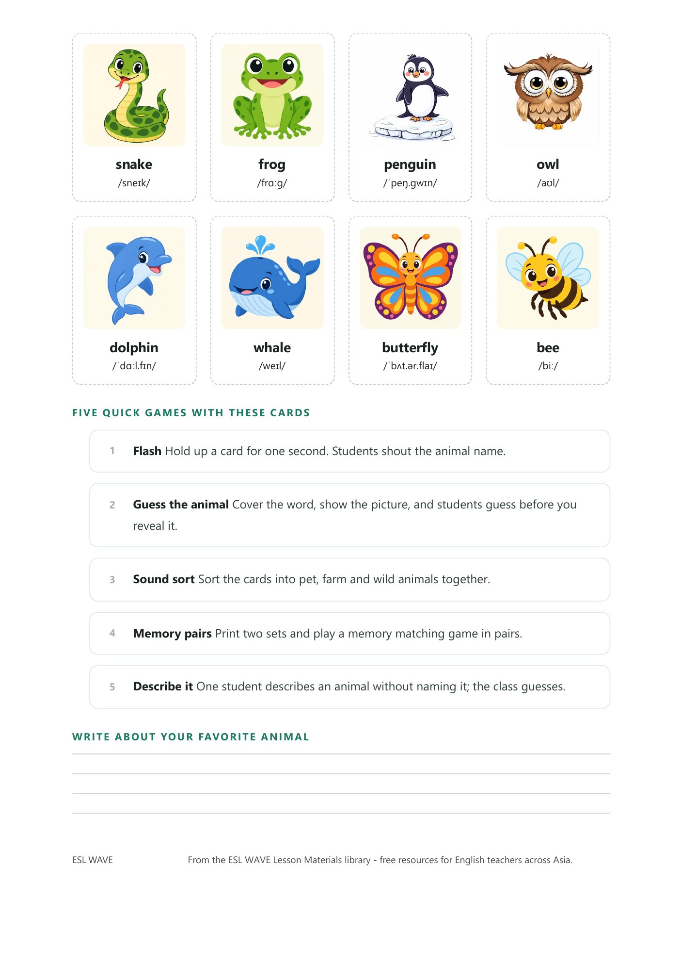Animal Flashcards with IPA — page 3 of 3