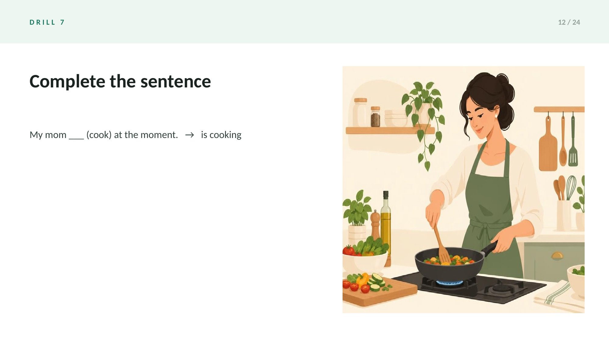 Grammar Drills: Present Tenses Deck — page 12 of 24