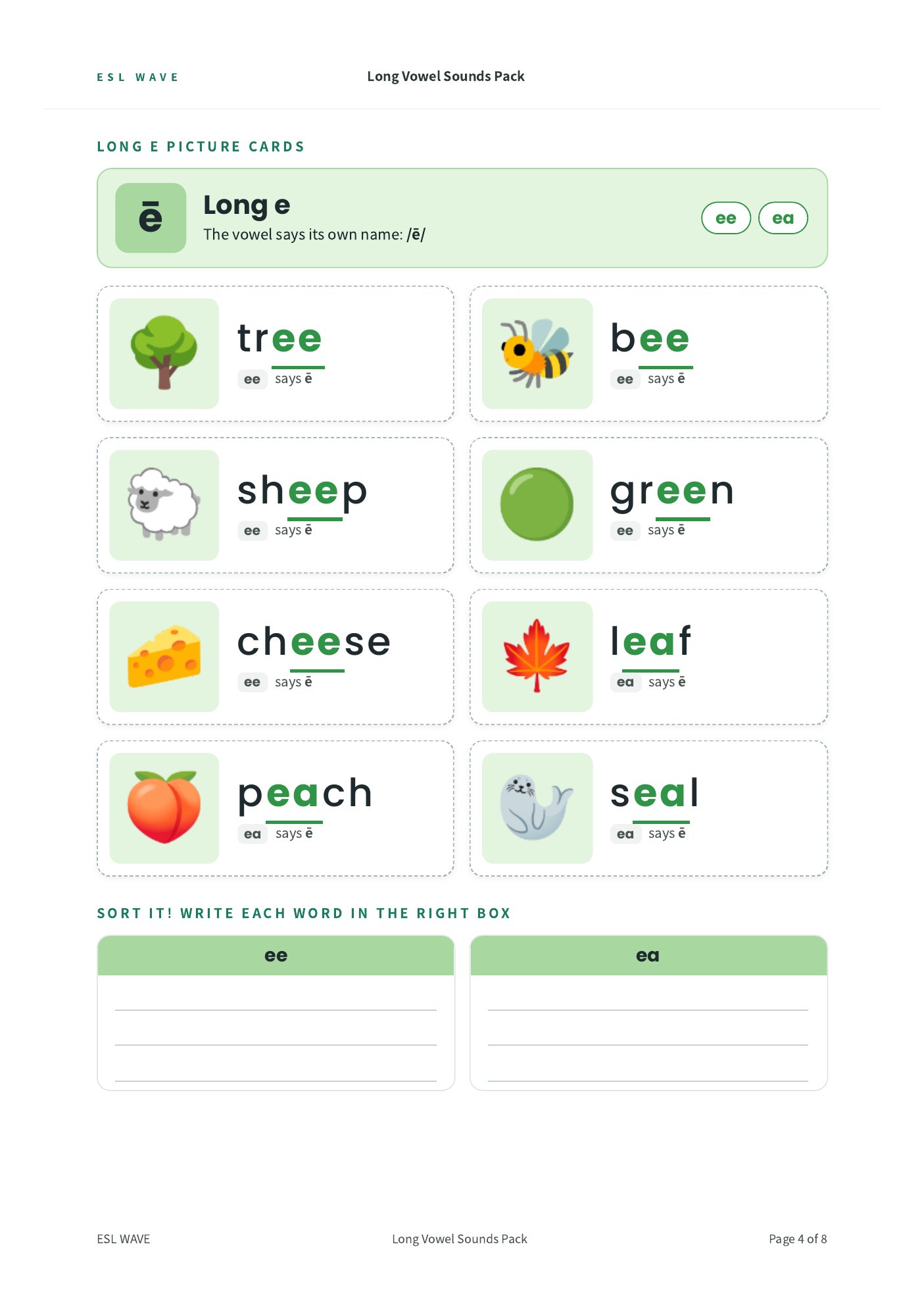 Long Vowel Sounds Pack — page 4 of 8