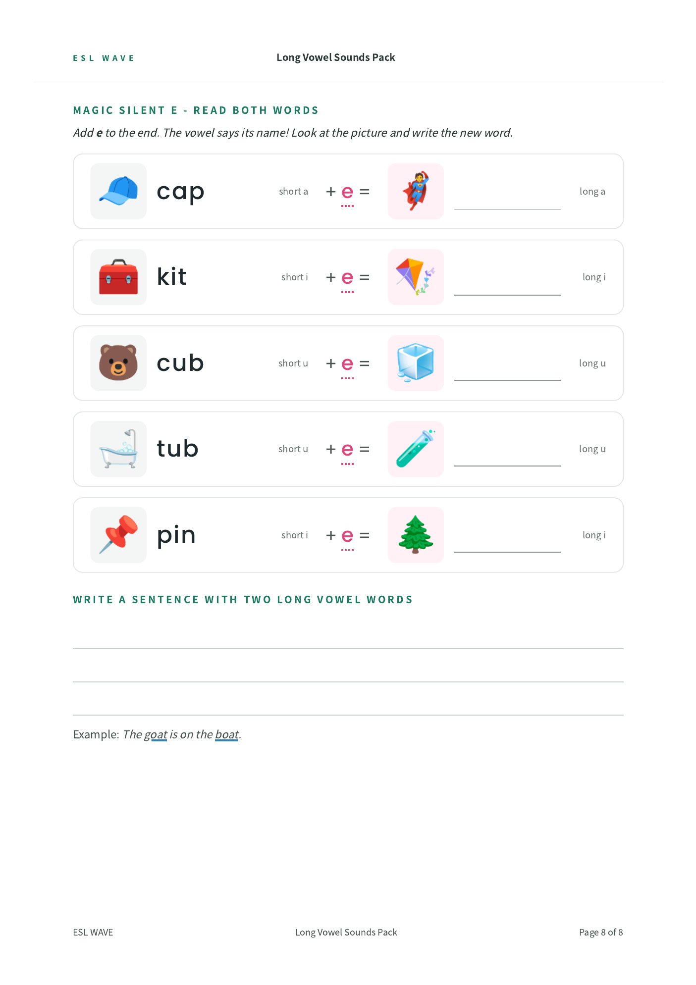 Long Vowel Sounds Pack — page 8 of 8